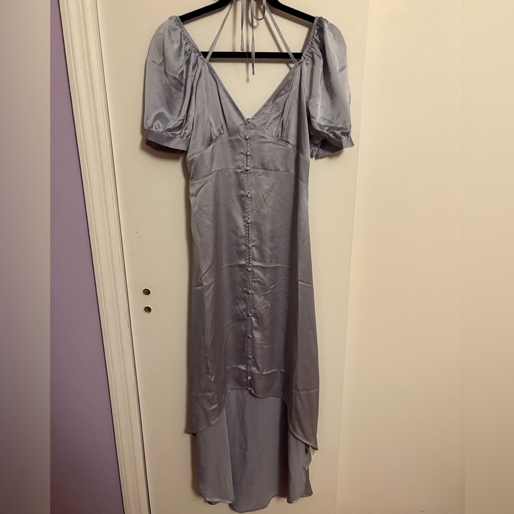 Icy Blue Puff Sleeve Dress